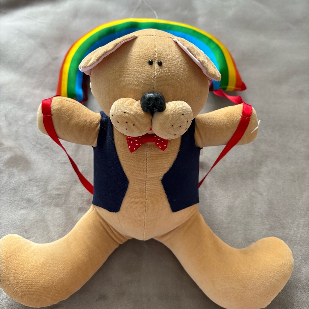 1980’s Flying Fantasies by Dakin Plush Bear Under A Rainbow